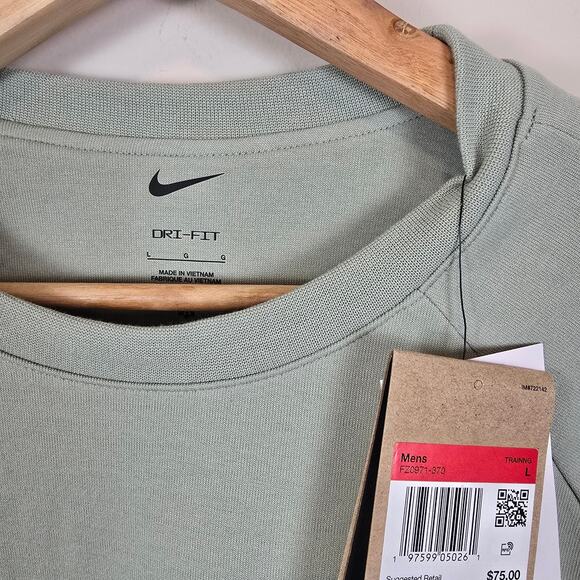 Nike Men's Size L Dri-FIT Primary Fleece UV Crewneck Sweatshirt Jade Horizon42 - Picture 2 of 3